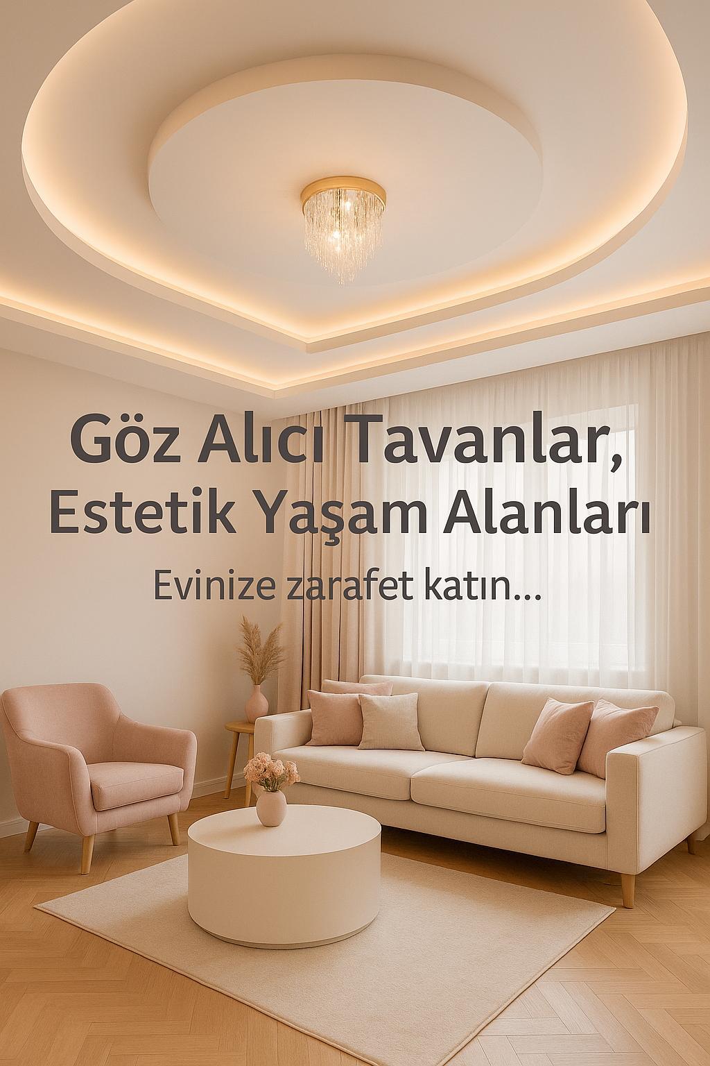 Ataşehir'deki dairede ledli ve spot ışıklı alçıpan tavan uygulaması. Hem aydınlatma hem dekorasyon çözümü bir arada.
